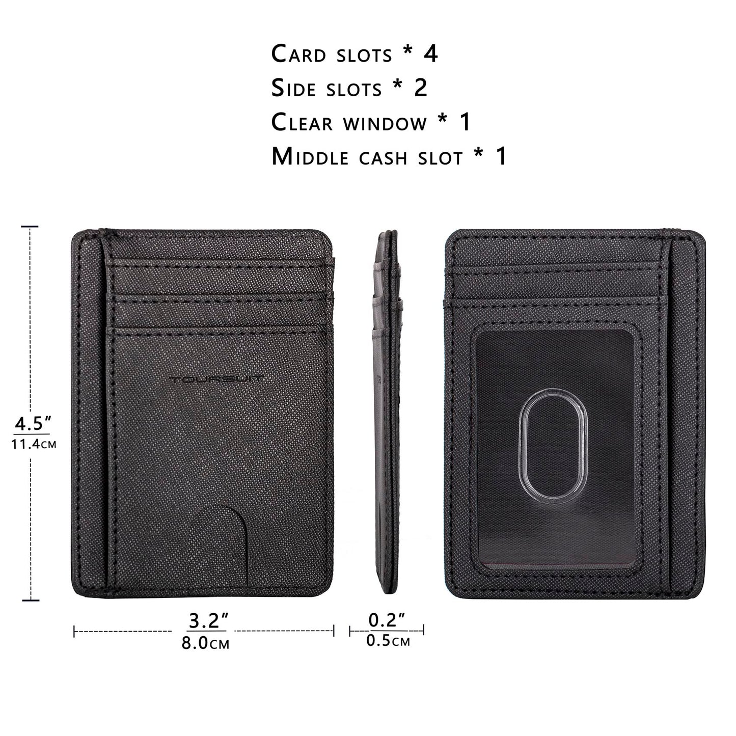 TOURSUIT Travel Minimalist Slim Front Pocket Wallet for Men Women, RFID Blocking Credit Card Holder Case (Cross Black)