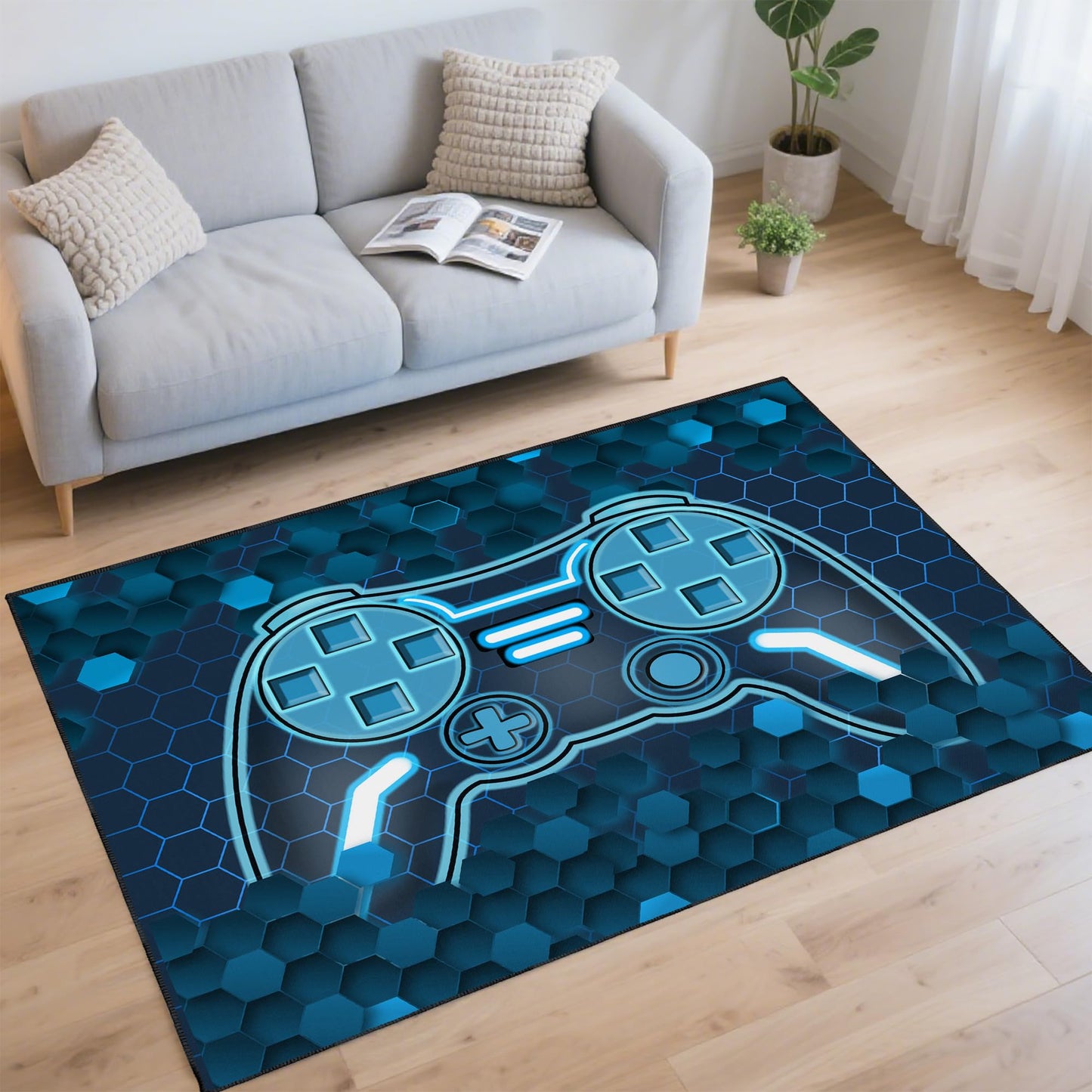 Gamer Rug for Room,3'x5' Gaming Rugs with Non-Slip Backing,Game Room Carpet for Bedroom and Livingroom Decor