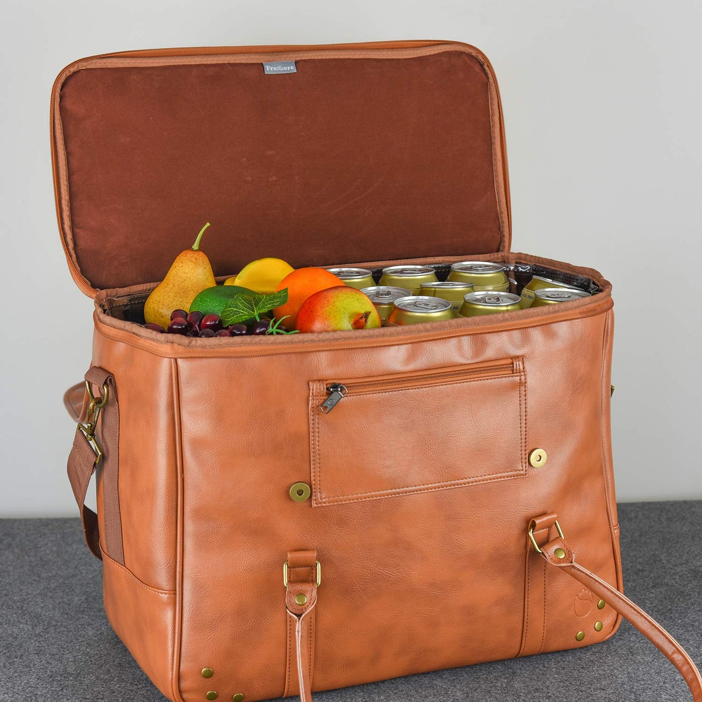 Freshore® 6 Wine Bottles Carrier Leather Bag - Insulated Cooler Travel Tote - Premium Large Portable Bottle Carrying, Waterproof Full Padding Wine Lovers Protection, Dark Brown