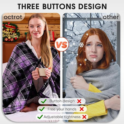 Heated Blanket Electric Full Size,72X84 Heating Blanket,Brown Plaid Soft Sherpa Blankets Warmer Gift for Grandma Women Adult,Fast Heating Washable
