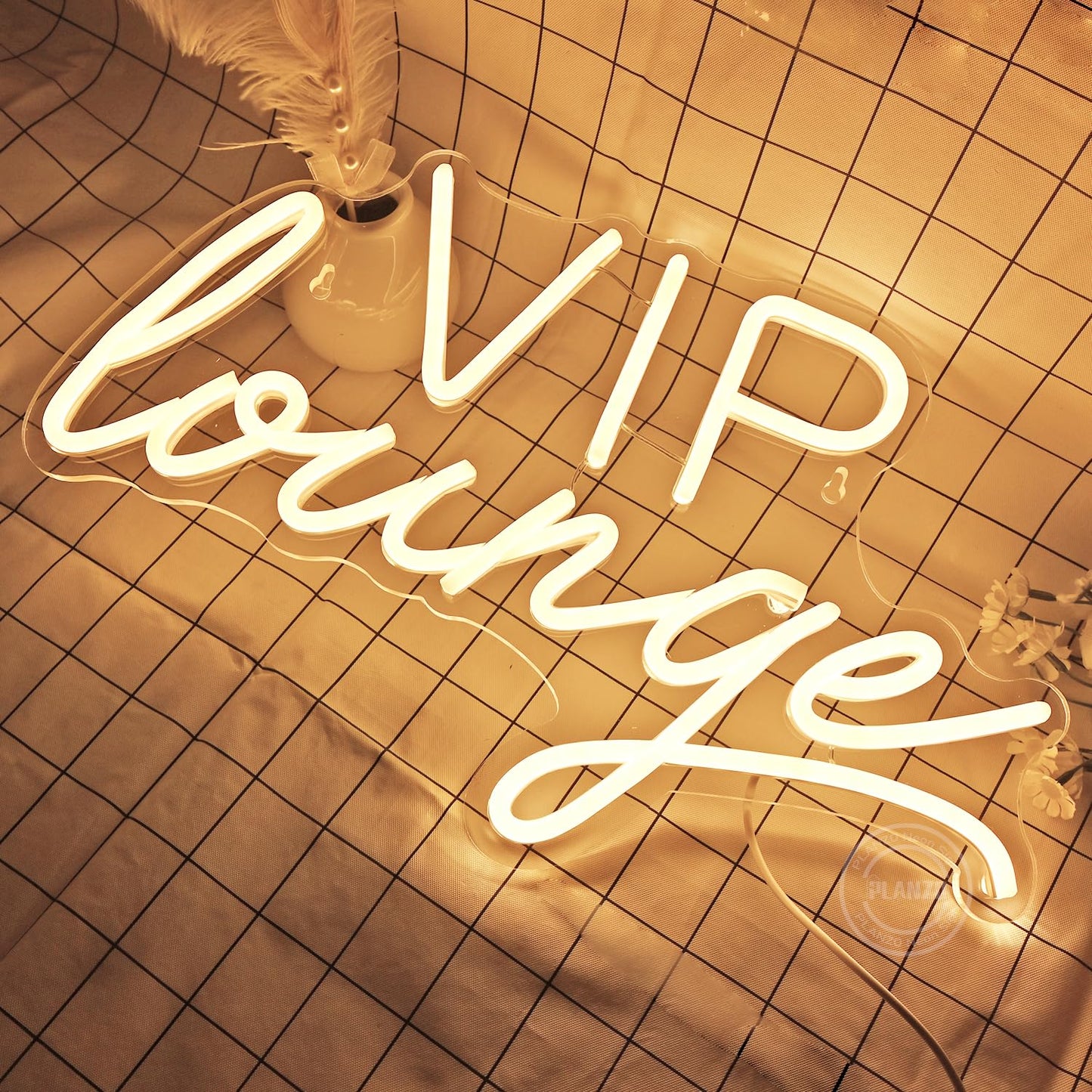 Planzo VIP Lounge Led Neon Light Sign USB Office Hotel Pub Cafe Store Shop Wedding Birthday Party Beauty Salon Airport Railway Station Bistro Nightclubs Wall Sign Decor USB 15.75"X9.65" Warm