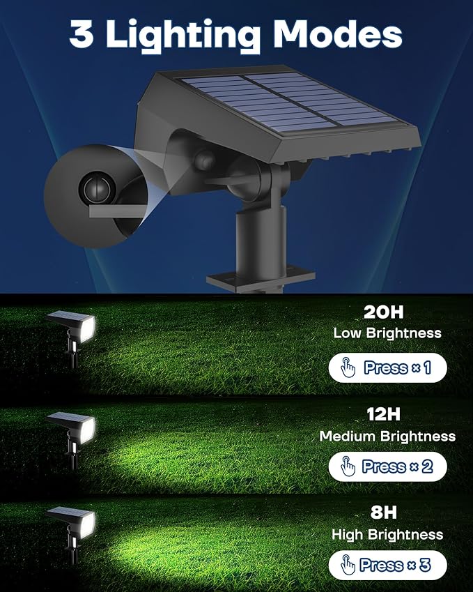 Kaxiida Solar Lights Outdoor Waterproof IP68, 3 Lighting Models Solar Powered Spot Lights Outdoor, 56LED Solar Light Dusk to Dawn for Yard Patio Garden Pathway Landscape Lighting (White, 10 Pack)