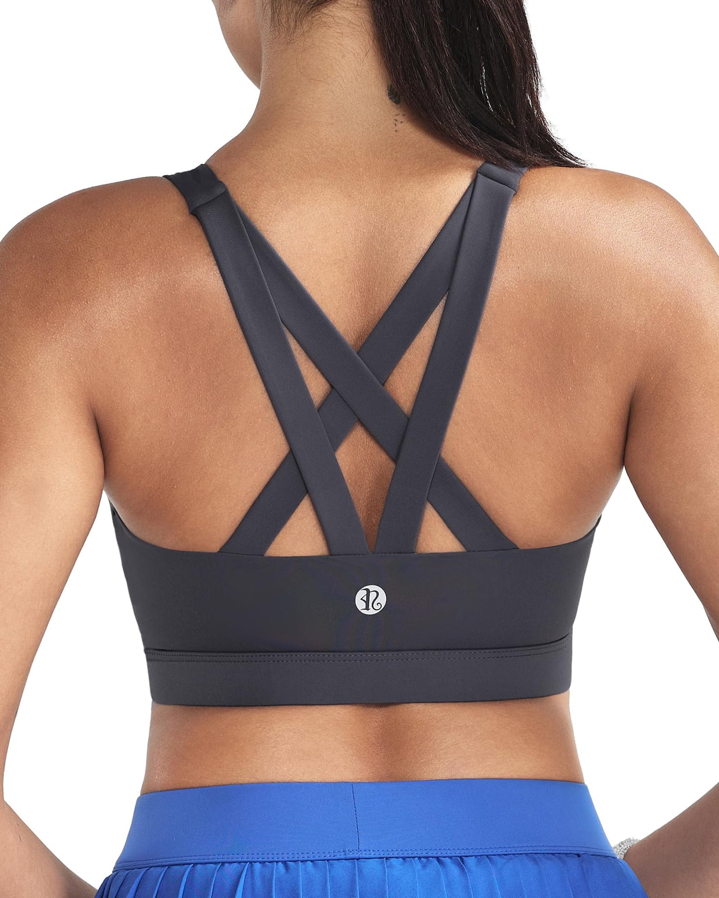 RUNNING GIRL Sports Bra for Women, Criss-Cross Back Padded Strappy Sports Bras Medium Support Yoga Bra with Removable Cups