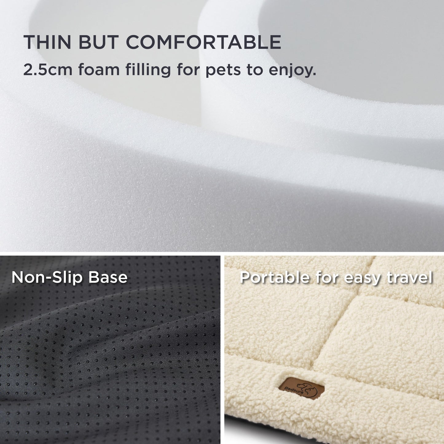 Bedsure Washable Dog Crate Bed for Large Dogs, Reversible Foam Floor Pet Mat, Versatile Lightweight Pet Crate Pad for Cages