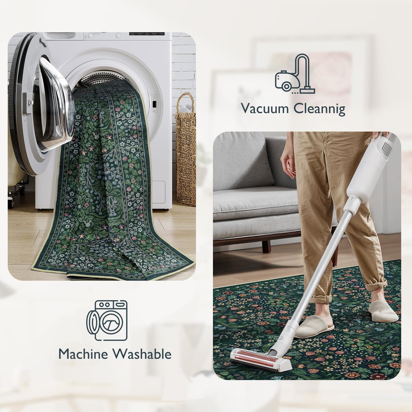 Anidaroel Floral Office Chair Mat for Hardwood Floor, 36"x48" Desk Chair Mat for Hard Floors, Under Desk Rug for Rolling Chair, Anti-Slip Computer Chair Mat, Low Pile Carpet Protector Mat