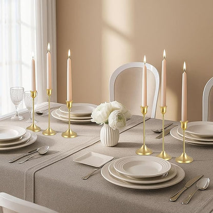 Candlestick Holders, 6PCS Gold Metal Taper Candle Holder Vintage Candlestick Holder Decorative for Home Decor Table Centerpiece Wedding Housewarming Gift