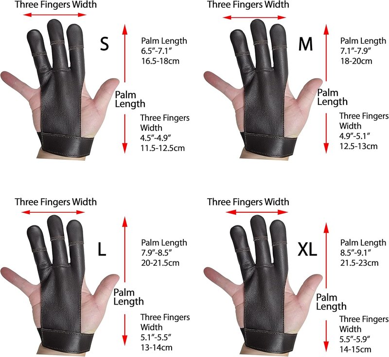 SAS Leather Archery Shooting Gloves - 3 Finger Protective Tab for Recurve & Compound Bows | Adult & Youth Sizes