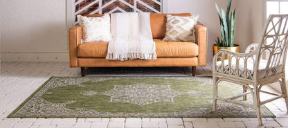 Unique Loom Outdoor Traditional Collection Area Rug - Antique (5' 1" x 8' Rectangle, Green/ Gray)