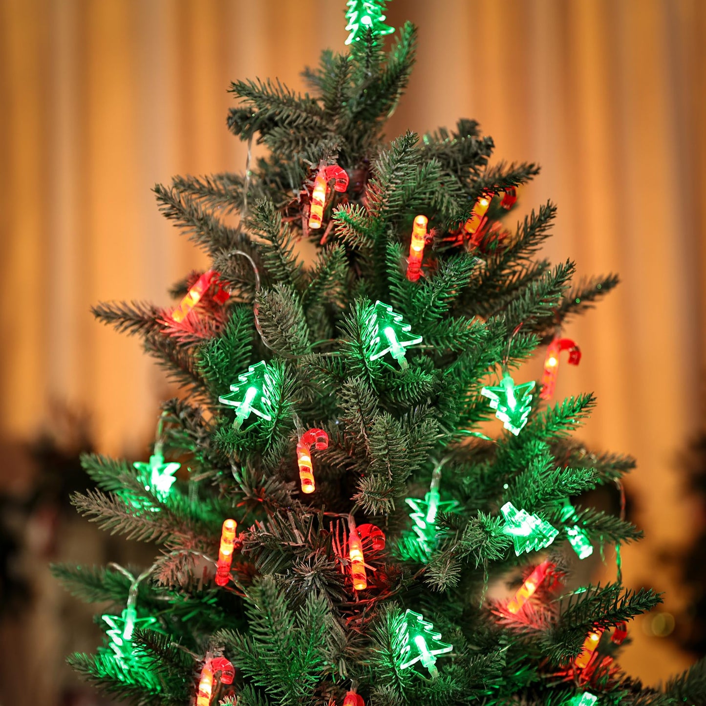 Christmas Decorations Lights, 10.3ft 20 Led Battery Christmas Lights with Timer & 8 Modes, Green Xmas Tree & Red Cane String Lights for Xmas Tree Wreath Window Wall Home Garden Outdoor Indoor Decor