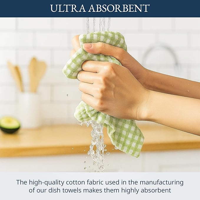 LANE LINEN Cotton Kitchen Towels Set, Quick-Drying Dish Towels