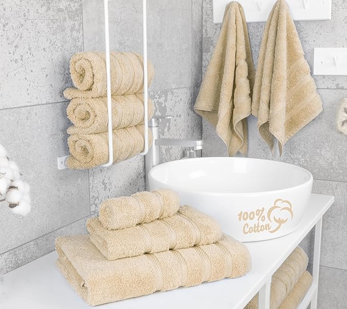 American Soft Linen Luxury 6 Piece Towel Set, 2 Bath Towels 2 Hand Towel 2