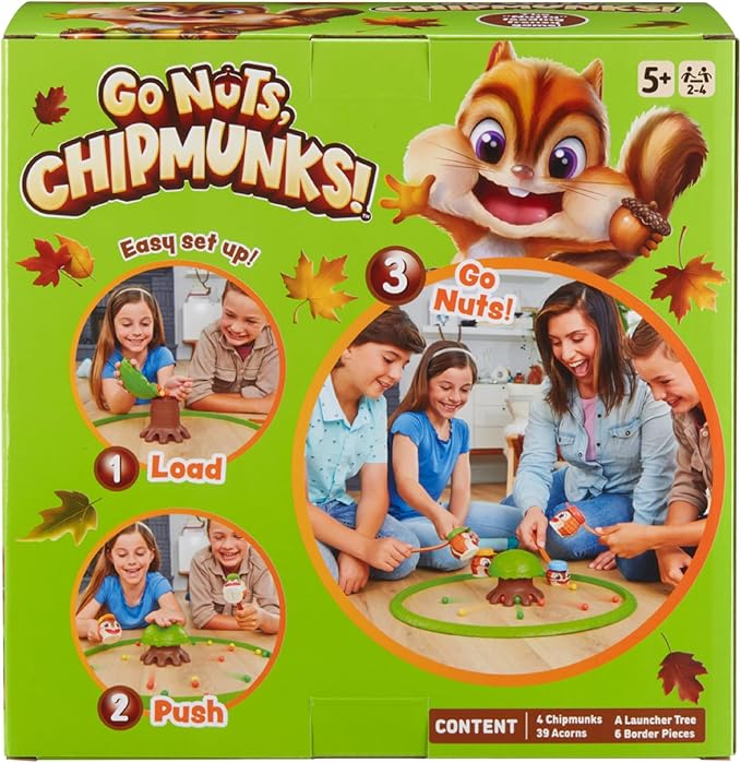 Go Nuts Chipmunks! Acorn Collecting Family Game for Kids – Fast-Paced Marble Chase Board Game with Launcher Tree Quick Setup and Easy to Play Fun for Ages 5 and up 2-4 Players