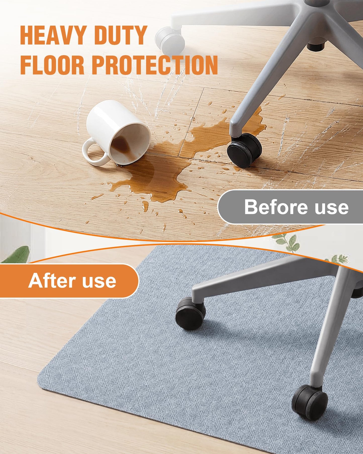 Carvapet Office Chair Mat for Hardwood Floor, 36x48 Inch Heavy Duty Floor Protector, Non Slip Desk Chair Mat for Rolling Computer Gaming Chairs, Easy to Clean Greek Key Pattern