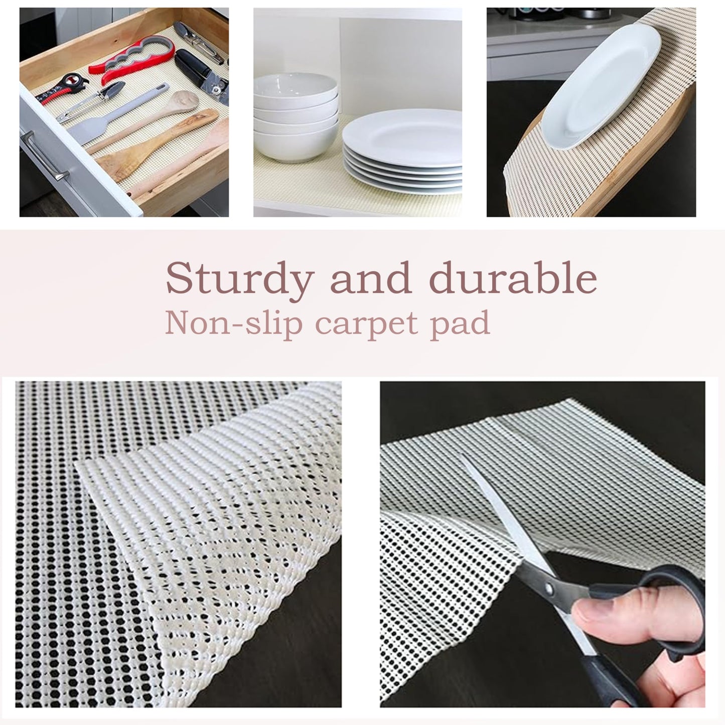 78.7x78.7 Inch Non Slip Rug Pad, White Rug Underlay for Hardwood Tile Laminate Floors, Cuttable Anti-Skid Gripper Pad Prevents Sliding Bunching for Living Room Bedroom Hallway