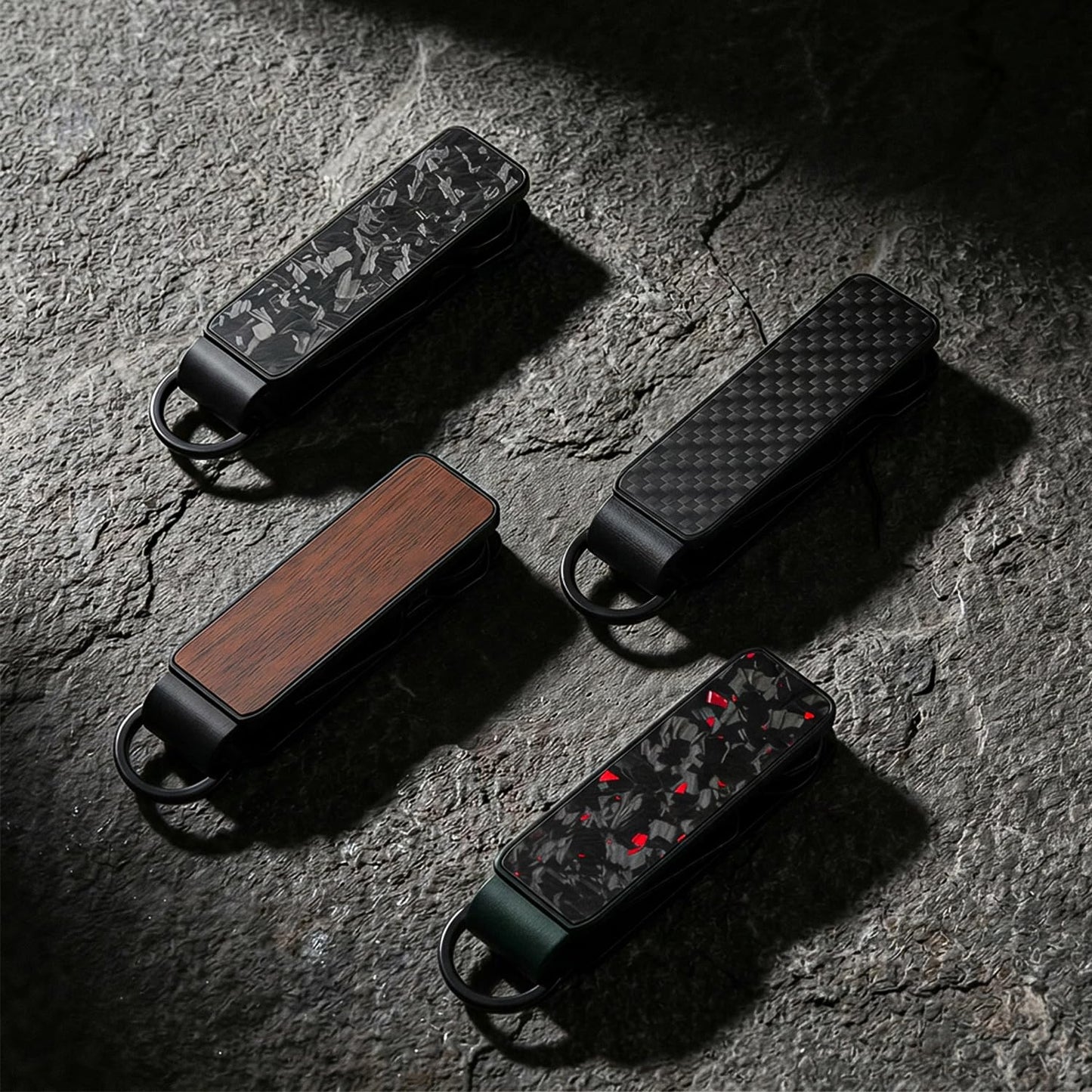 CAXGEK Metallic Key Organizer - Aluminum Forge Carbon Fiber Key Organizer holder, Minimalist Innovative Keychain.