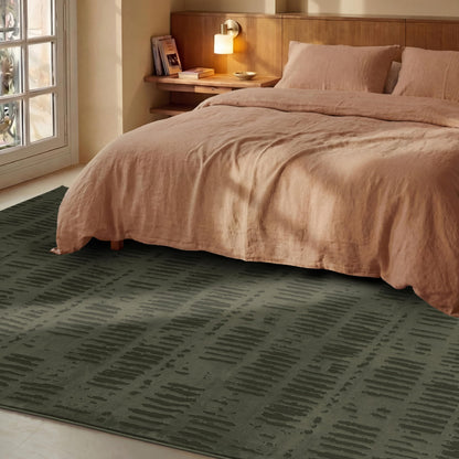 Revival Rugs Shell 5'x8' Area Rugs for Living Room Bedroom Dining Room - Washable, 100% Recycled, Oeko-TEX Certified, Modern, Medium Pile, Green