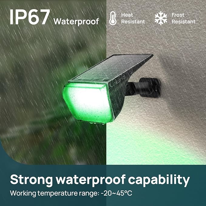 Linkind RGB Solar Christmas Lights Outdoor Spotlights IP67 Waterproof 10 Lighting Modes Solar Color Changing Lights Outdoor for Yard Garden Landscape Christmas Decorations (Multicolor, 4 Pack)