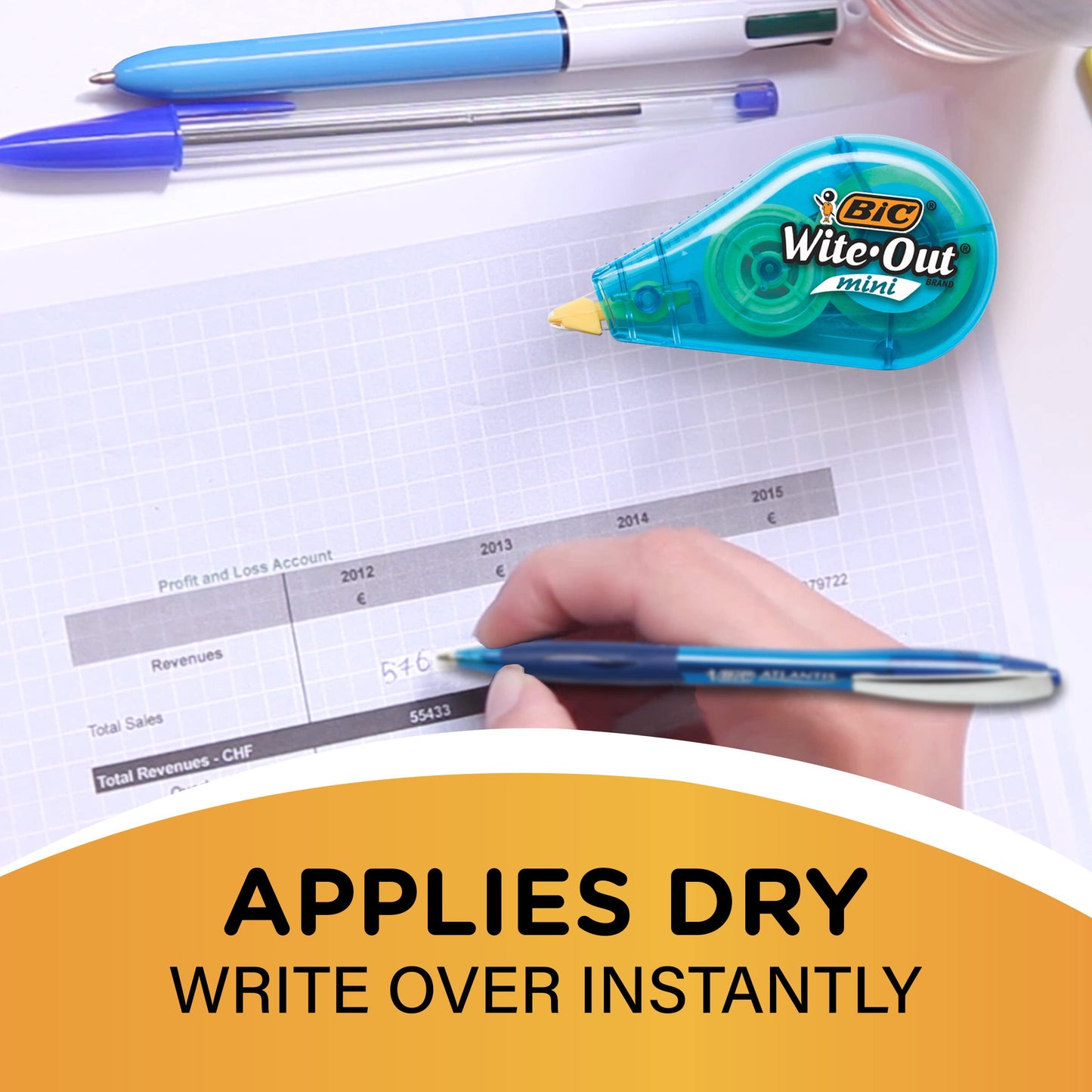 BIC Wite-Out Mini Correction Tape, White, No Dry Time, Long Lasting, 6-Count
