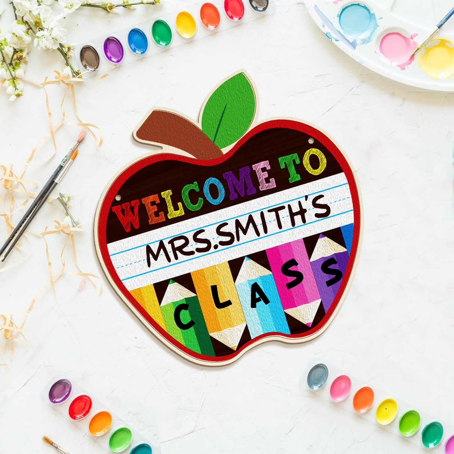 Large Welcome Sign for Classroom Decoration Crafts Hanging to Paint DIY Blank Unfinished Back to School Door Wreath for Front Door Wall Signs Welcome to Our Class Signs for Teacher Supplies