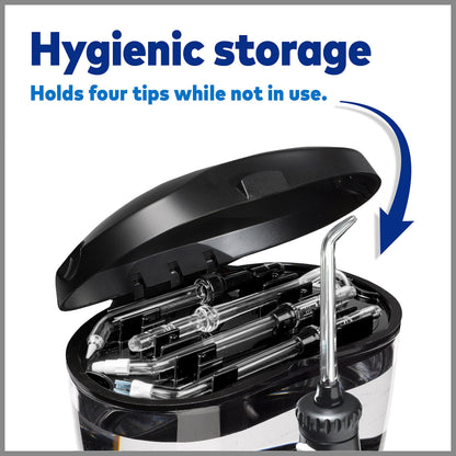 Waterpik Ultra Water Flosser, Black - 90+ Seconds of Flossing Time - 10 Pressure Settings, 360-Degree Tip Rotation - Includes Six Tips & Built-in Tip Storage