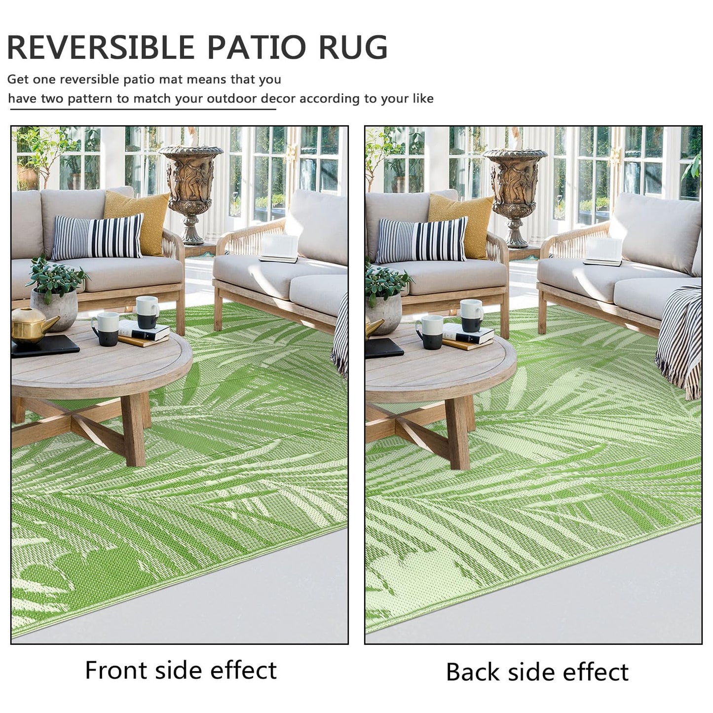 famibay 6x9 Outdoor Rug Waterproof Patio Rug Tropical Outdoor Plastic Straw Rug All Weather RV Rugs for Outside Camping Rugs Lightweight Portable Outdoor Carpet Mats for Patio Deck RV Camper