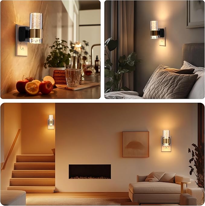 Led Night Light, Night Lights Plug into Wall Lights Plug in with 0-100LM Adjustable Brightness,3000K Nightlights with Dusk to Dawn Sensor for Bathroom Hallway Stairway 2 Pack