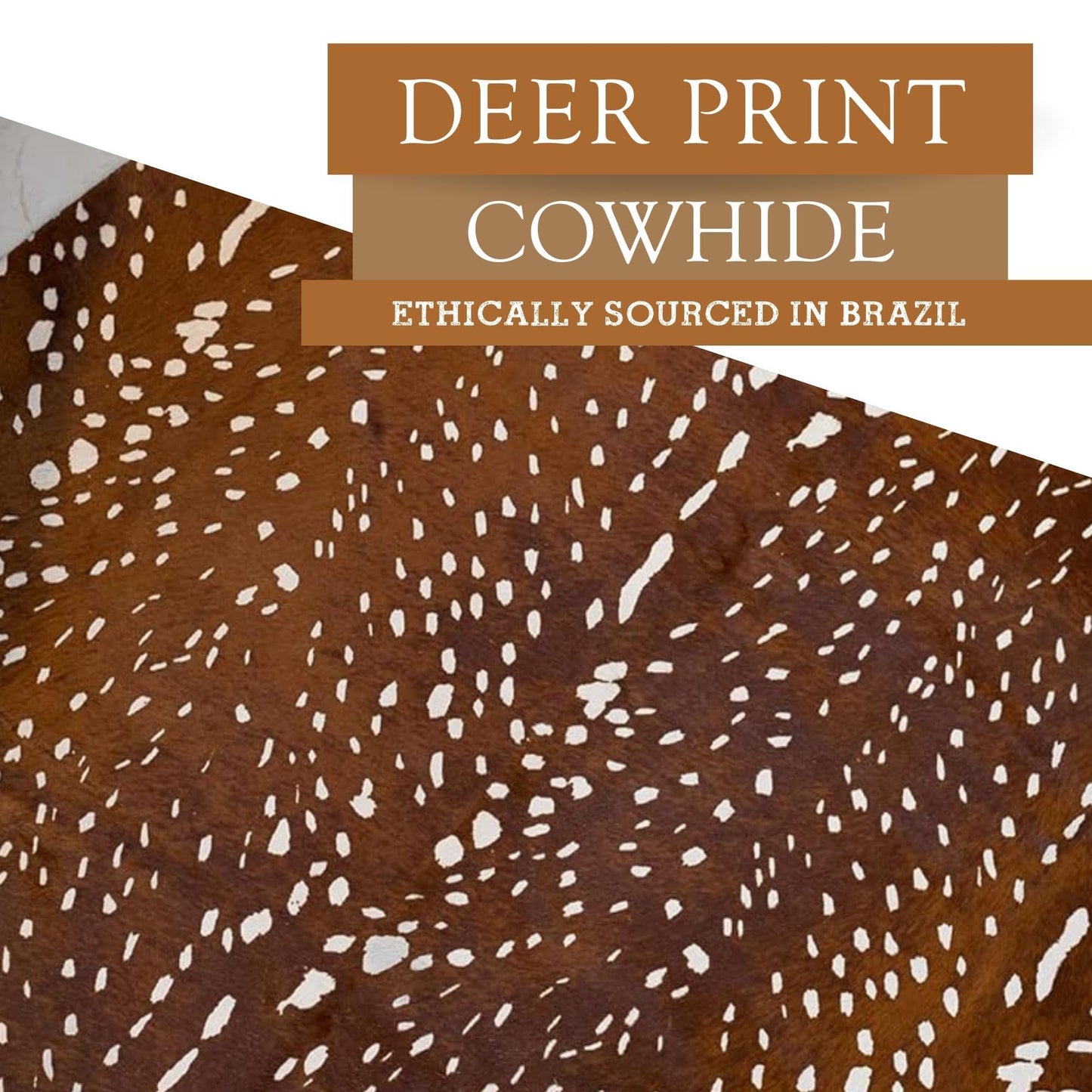 Sunshine Cowhides 100% Genuine Deer Print Cowhide Rug - Modern Style Animal Skin Rug & Floor Carpet for Living Room, Bedroom, Kitchen & More - Large (6x6-7ft)