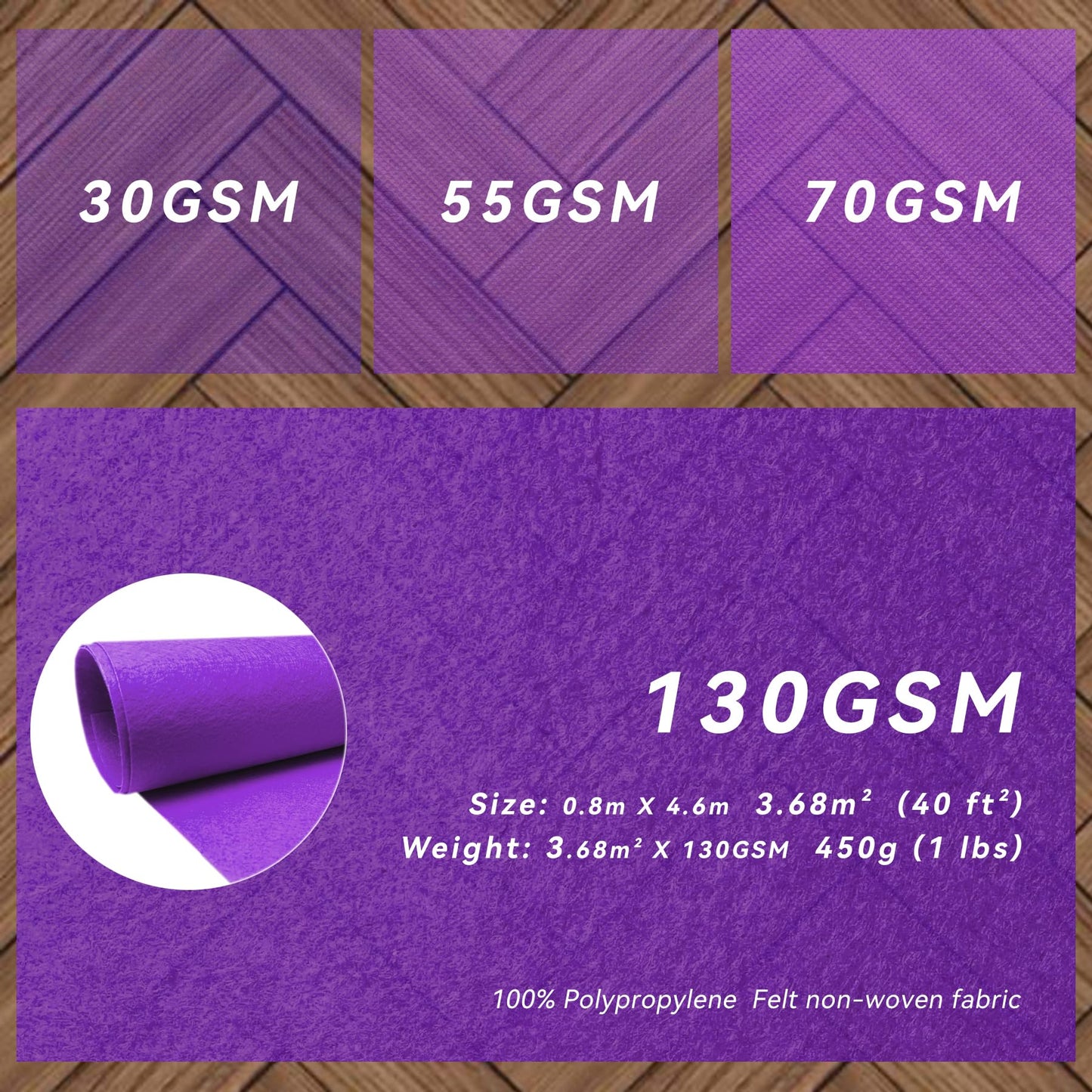 EZLucky Purple Carpet Runner for Party, 2.6X15ft, 130GSM Felt Non-Woven with Double-Sided No Traces Adhesive Sticke, Aisle Runner for Wedding, Movie Theme Party Decos, Pink Runway Rug for Prom