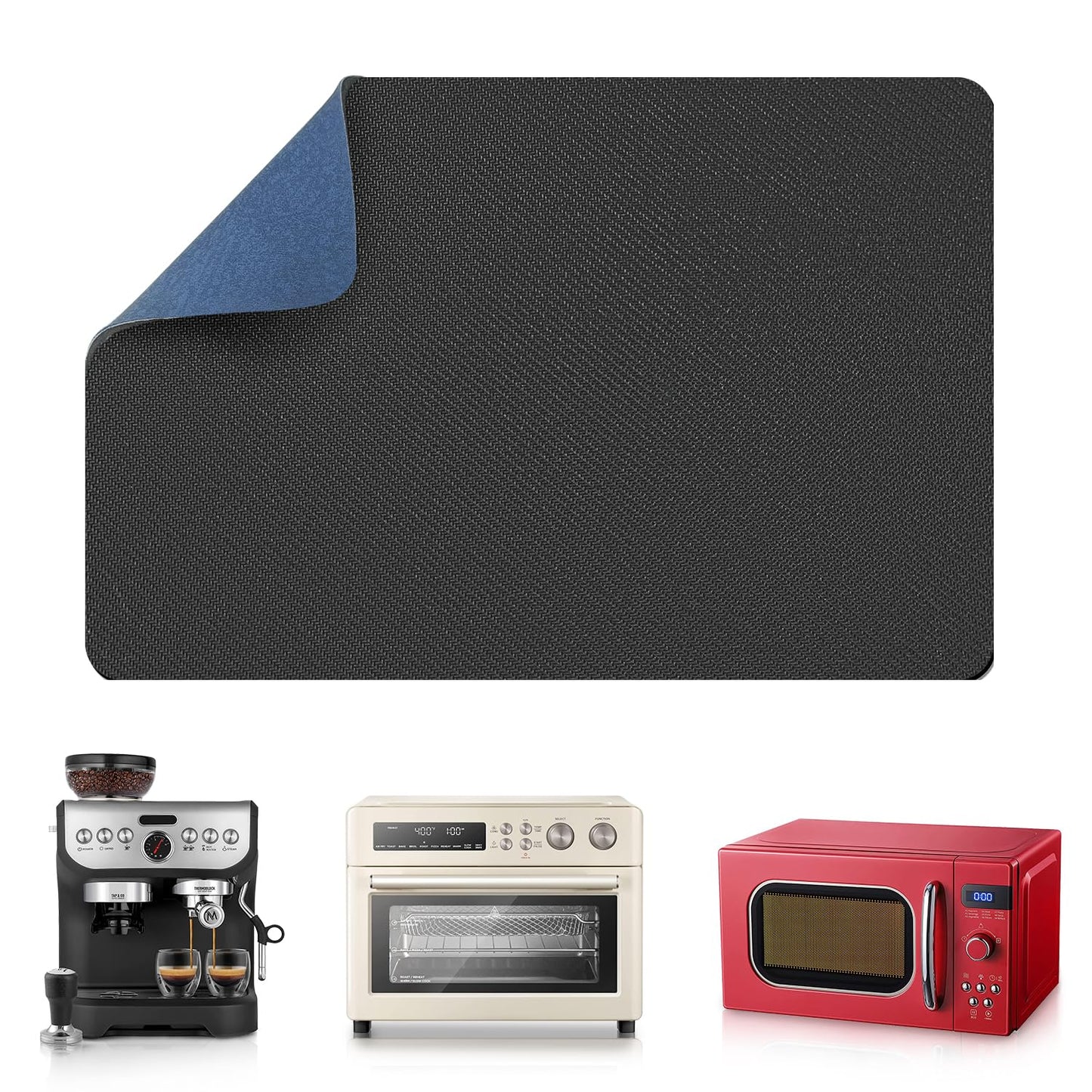 LOPNUR 14"x10" Small Appliance Slider, Appliance Sliders for Kitchen Appliances, 360° Rotating Sliding Tray for Coffee Maker, Heat Resistant Mat Cut to Fit Stand Mixer Air Fryer Microwave, Gray