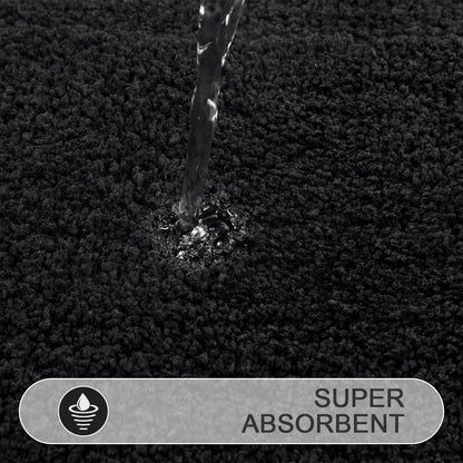 SHACOS Super Soft Black Bathroom Runner Rugs 20x47 inch Non Slip Washable Long Rugs for Bathroom Floor Tub Shower Bath Mats Bath Decor Accessories, 1'8" x 3'11"