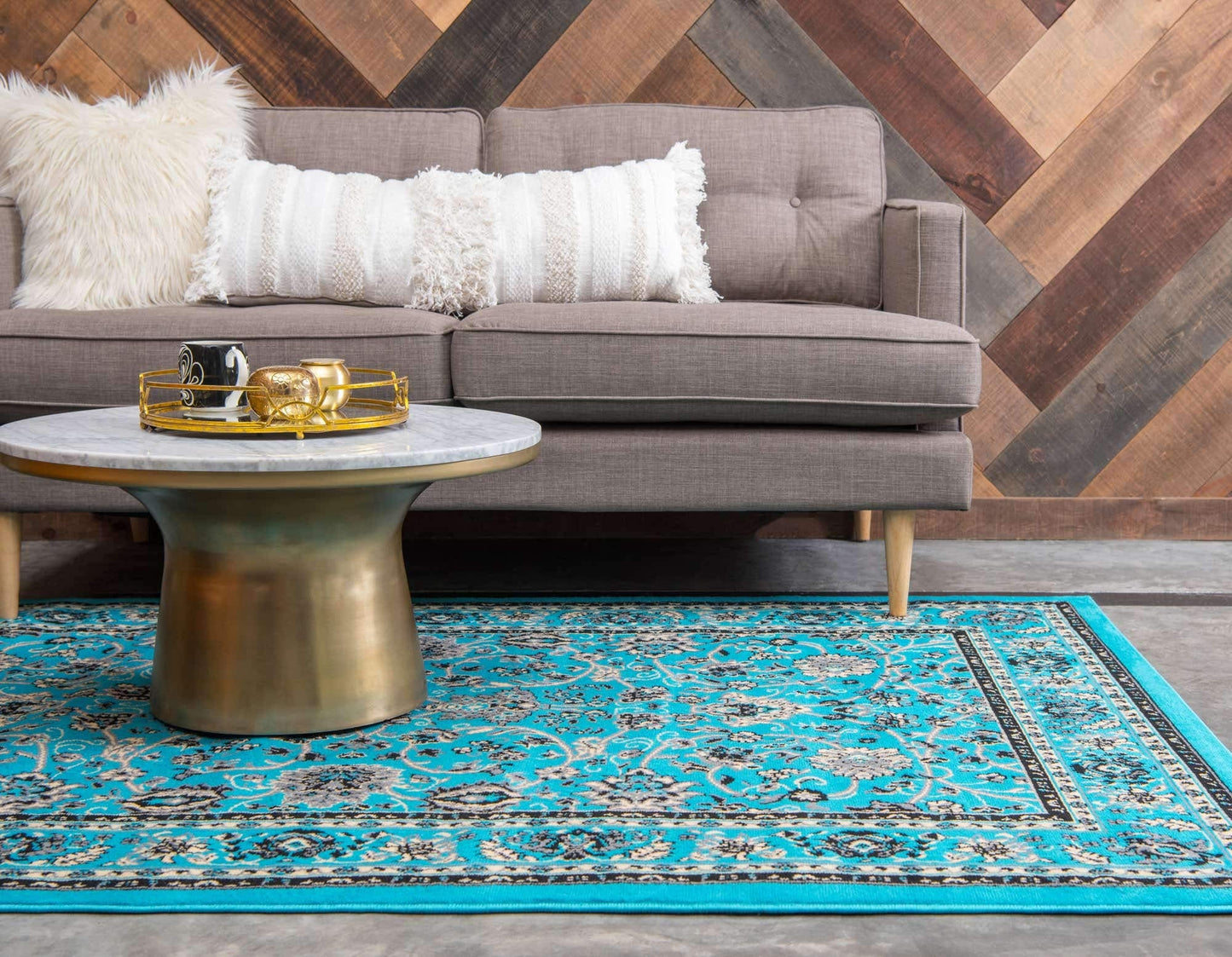 Unique Loom Sialk Hill Collection Area Rug - Washington (4' 1" x 6' 1" Rectangle, Turquoise/ Black)