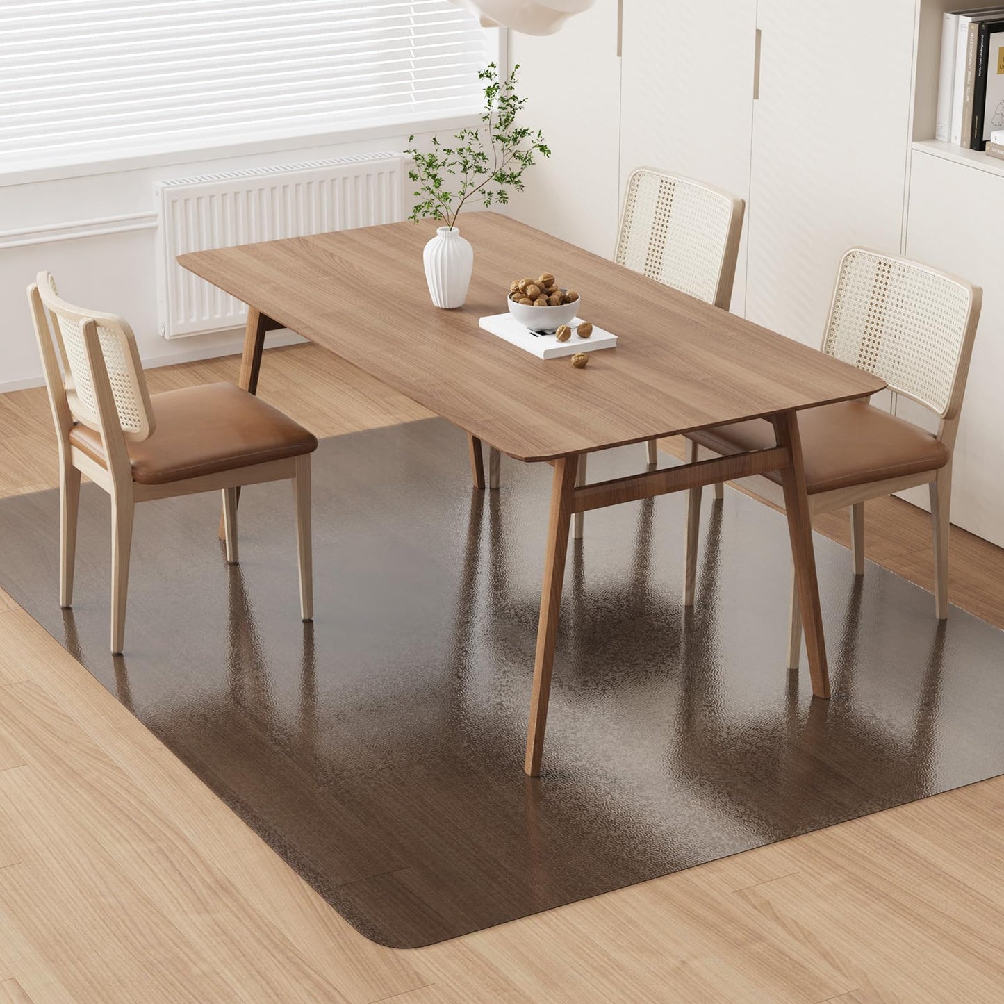 5'×7' Large Vinyl Area Mat for Floor, Translucent Black Scratch Resistant Floor Protector for Under Dining Table, No Spill Durable PVC Area Rug for Garage, Bedroom, Lvinig Room