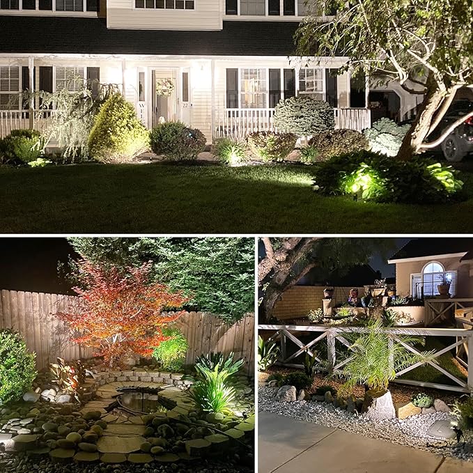 SUNVIE 24 Pack Low Voltage Landscape Lights LED 12W Landscape Lighting with connectors AC/DC 12V-24V Outdoor Spotlight IP65 Waterproof Tree Flag Lights Warm White Spotlights for Yard Garden Pathway