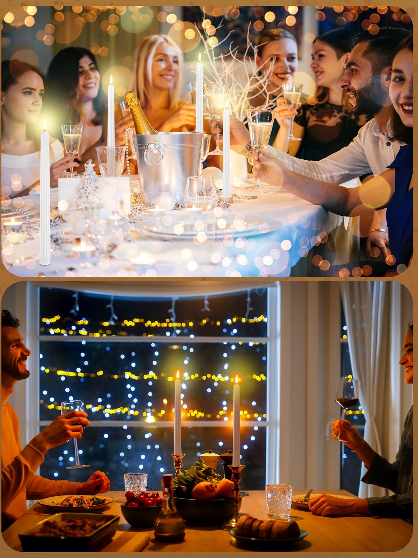 Treela 36 Pieces Flameless Taper Candles Flickering Faux LED Battery Operated Electric Fake Candles for Christmas Halloween Birthday Wedding Party(White,0.8x11 Inches,Roman Column)