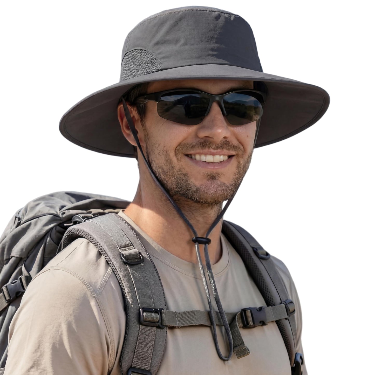 Home Prefer UPF50+ Mens Sun Hat Wide Brim Fishing Hat UV Protection Cap for Gardening Golf Bucket Hat Dark Grey