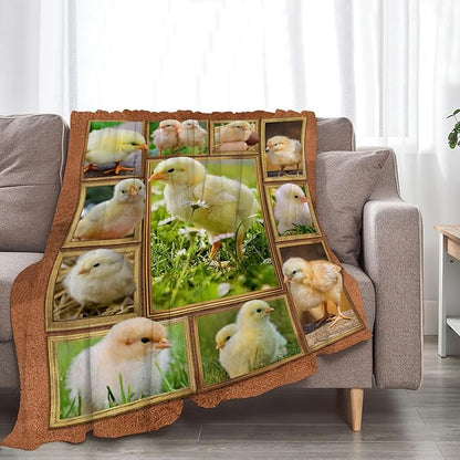 Cute Chicken Blanket, Farm Animal Throw Blankets, Yellow Chick Fuzzy Plush Blanket Ultra Soft for Chicken Lover Gift Kids Teens Women Men Girls Boys Stuff Decor for Home Bedding Sofas Couch 50"X40"