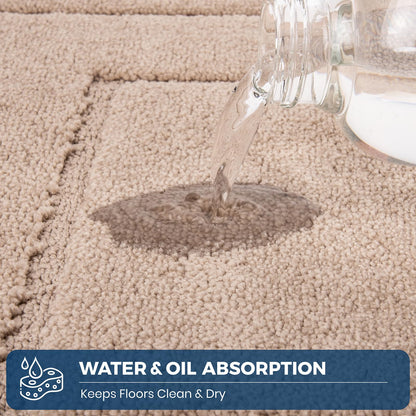 PURRUGS Machine Washable Kitchen Rug Set [2 PCS] (24" x 35.5"+ 24" x 59"), Non-Slip/Skid Kitchen Runner Rugs & Floor Mats, Super Absorbent Soft Standing Mats for Kitchen, Laundry & Sink, Beige