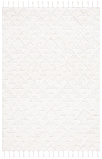 SAFAVIEH Area Rug 4x6 - Moroccan Tassel Shag Collection - Ivory, Non-Shedding & Easy to Clean, Plush High-Low Texture, Ideal for Living Room, Bedroom, Dining Space (MTS688C)
