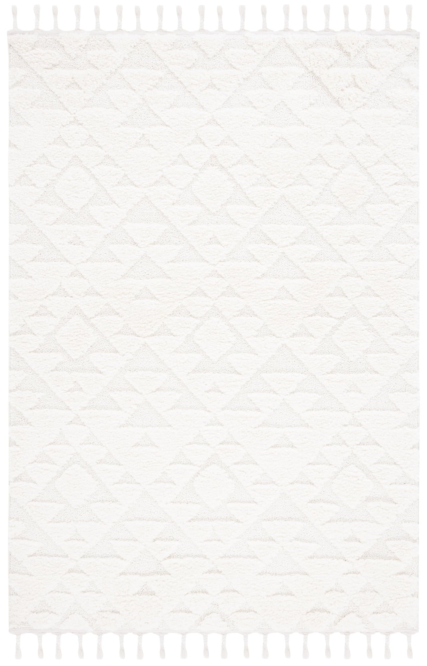 SAFAVIEH Moroccan Tassel Shag Collection Area Rug - 5'3" x 7'6", Ivory, Non-Shedding & Easy to Clean, Plush High-Low Texture, Ideal for Living Room, Bedroom, Dining Space (MTS688C)