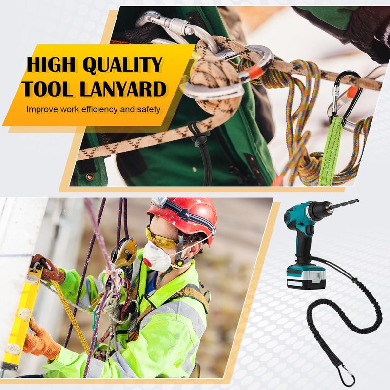 12 Pack Tool Lanyard with Single Metal Buckle and Adjustable Loop End, Standard Length, Maximum Weight Limit 8KG/ 17.6lb, with Aluminum Screw Lock, Retractable Shock Cord Stopper (Colorful)