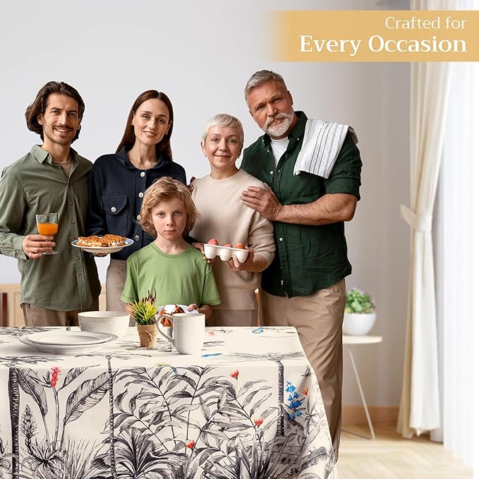Maison d' Hermine Table Cloth Square Table 100% Cotton 54 x 54 Inches Fall Tablecloth Reusable Everyday Use for Thanksgiving Christmas Decorations Dining Farmhouse Party (Amazonia)