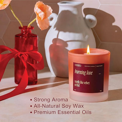 Benevolence LA Burning Love Scented Candles | 10 oz, 40-50 Hour Burn, Love Candle for Women | Romantic Gifts for Women and Men | Gift for Husband, Wife, Girlfriend | Spring Candles - Velvet Orchid
