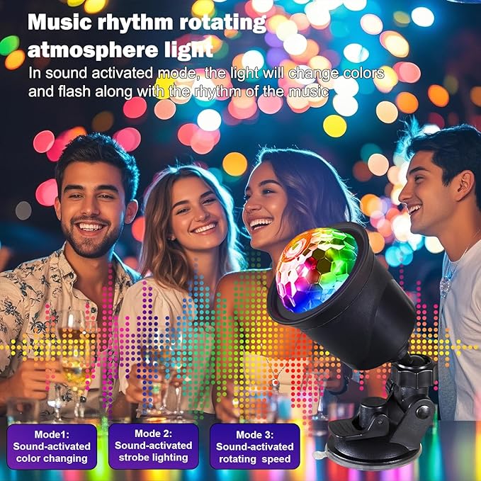 Rechargeable Disco Ball Lights Party Lights, Disco Ball Light Strobe Light Sound Activated LED Light Multicolor for Kids Home Car Room Dance Birthday Karaoke Halloween Christmas Club -2 Packs