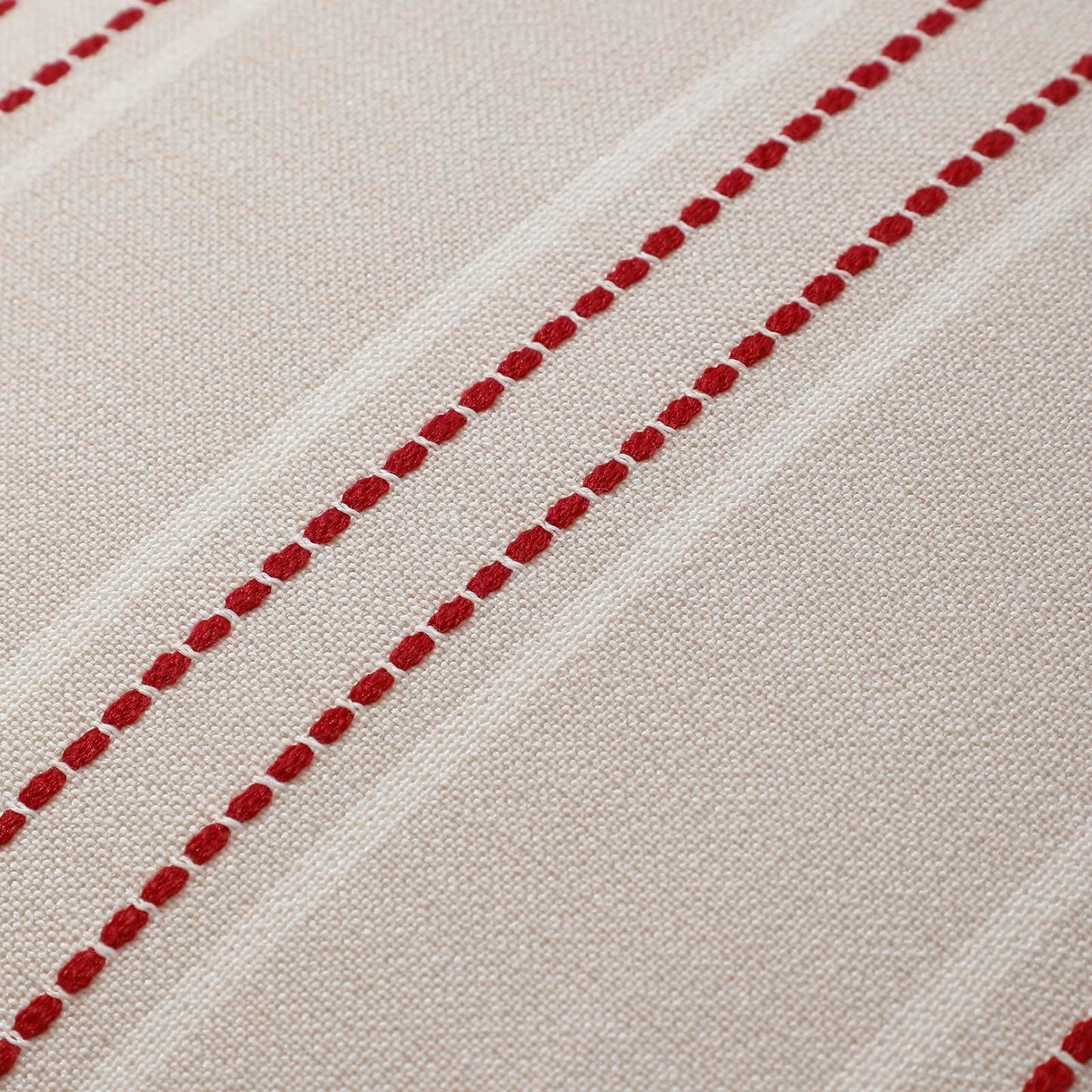 Hckot Christmas Pillow Covers 18x18 Set of 2 Red Striped Throw Pillow Covers Linen Decorative Pillows Square Cushion Covers for Sofa Couch Bed Living Room Xmas Winter Decorations(Red)