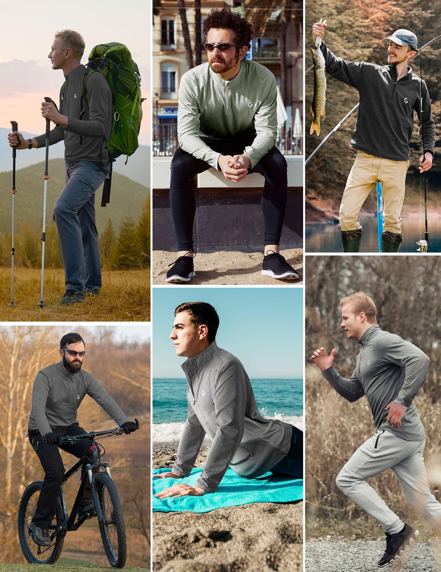 3Pack Quarter Zip Pullover Men 1/4 Zipper Sweatshirts Dry- Fit Long Sleeve Running Athletic Golf Work Out Gym Fishing Shirt Quick Dry Outdoor Active Sports Shirts Gray L