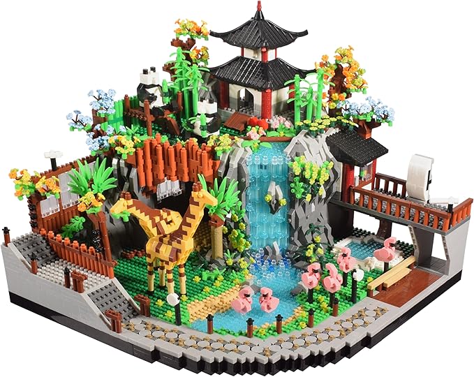 Zoo Micro Building Blocks Set with Giraffe Panda Flamingo 5000PCS for Adults or Teens Ages of 14+ Animals Park DIY Modle Kit in Living Room or Office Decorative Items Collection Model for Lovers