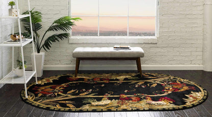 Unique Loom Barnyard Collection Area Rug - Farm (3' 3" x 5' 3" Oval, Black/ Cream)