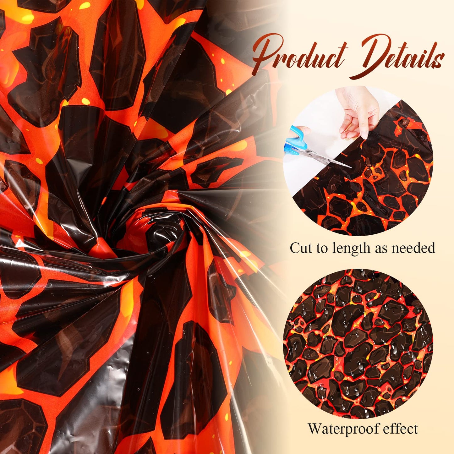 Pinkunn 24 Inch x 10 ft Plastic Hot Coals Runner Party Decorations Lava Themed Party Theme Tablecloth Runner Table Floor Cover for Fire Volcano Halloween Birthday Party Supply (1 Pc)