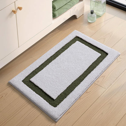 Color&Geometry Extra Soft Absorbent Microfiber Bath Rugs, Non-Slip Bathroom mat, Small Washable Plush Bath Mats for Bathroom, Shower, Tub, Laundry, 17x30, White Green