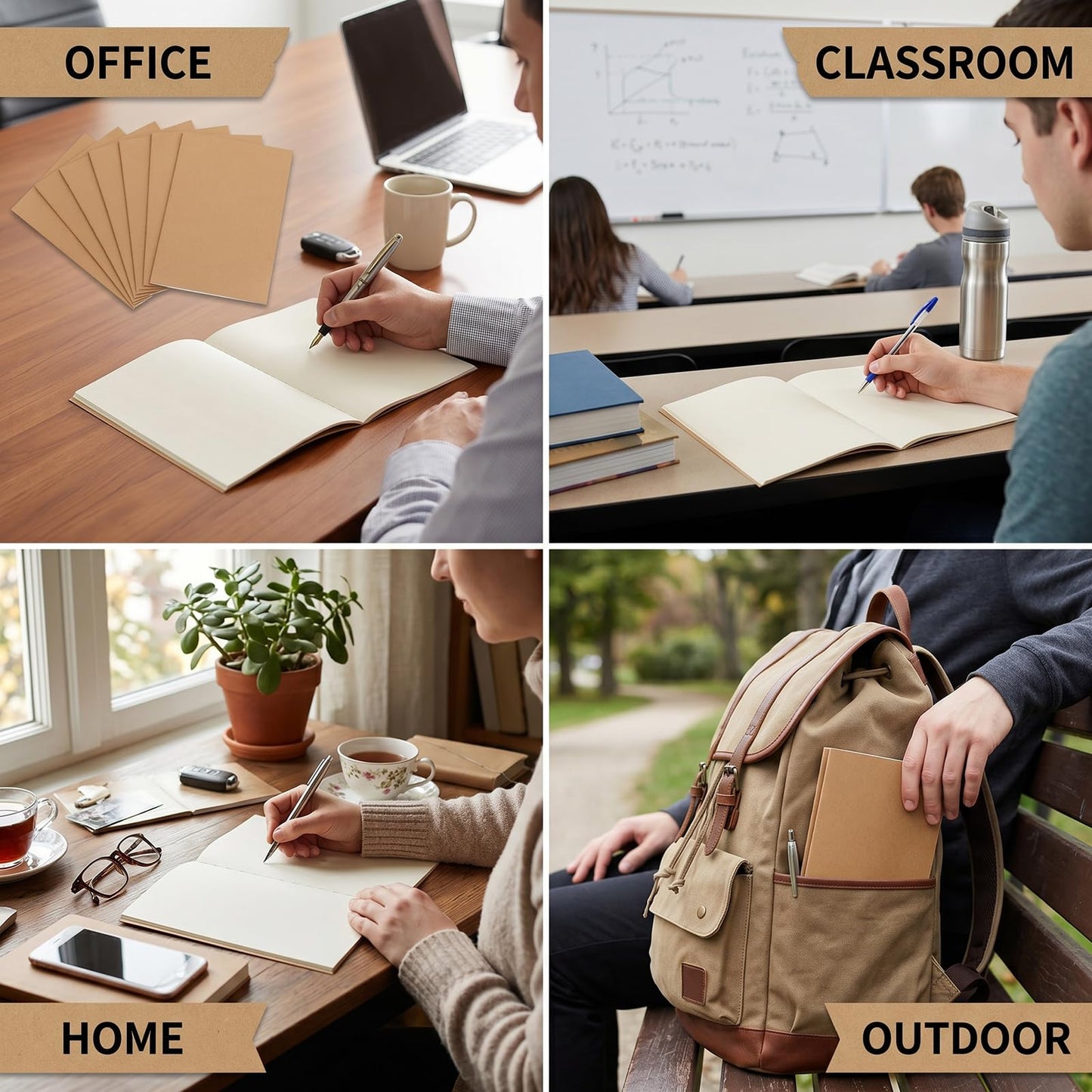 Nicunom 30 Pack A5 Kraft Notebooks, Bulk Blank Journals for Kids, Travel Journal Unlined Sketchbooks Memo Diary Planner for Office Classroom Supplies, 60 Pages, 8.3x5.5 inch